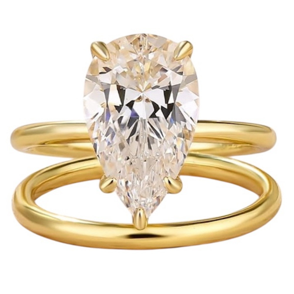 PZOKOOI 4 CT Pear Shaped Wedding Ring Set 925 Sterling Silver 5A CZ Size 6.5